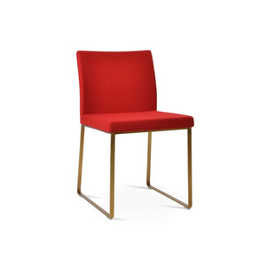 Soho Concept Aria Sled Dining Chair In Camira Blazer Wool - Stylish, Durable, 10-year Guarantee, 350 Lbs Capacity Brass,Red  Soho-concept-dining-chair-00507