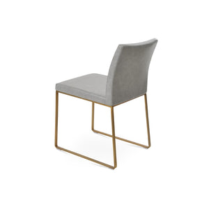 Soho Concept Aria Sled Dining Chair - Stylish Chrome Base, Soft Ppm-fr Leatherette, 2-year Guarantee, 350 Lbs Capacity Brass,Light Grey  Soho-concept-dining-chair-00510