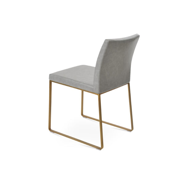 Soho Concept Aria Sled Dining Chair - Stylish Chrome Base, Soft Ppm-fr Leatherette, 2-year Guarantee, 350 Lbs Capacity Brass,Light Grey  Soho-concept-dining-chair-00510