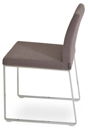 Soho Concept Aria Sled Dining Chair - Luxurious Upholstery, Durable Metal Base, 10-year Guarantee For Elegance Chrome,Brown  Soho-concept-dining-chair-00505
