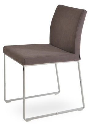 Soho Concept Aria Sled Dining Chair - Luxurious Upholstery, Durable Metal Base, 10-year Guarantee For Elegance Chrome,Brown  Soho-concept-dining-chair-00505