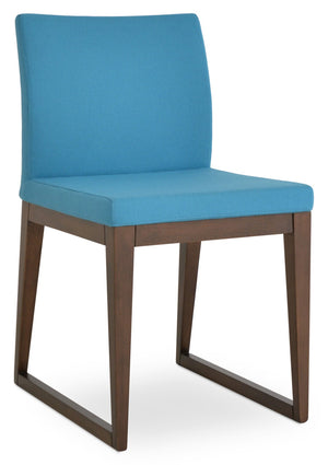 Soho Concept Aria Sled Wood Dining Chair - Durable Camira Blazer Wool, 10-year Guarantee, Elegant Design! Walnut,Turquoise  Soho-concept-dining-chair-00540