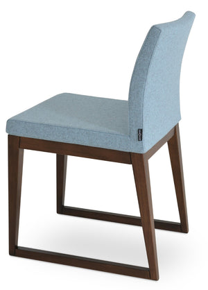 Soho Concept Aria Sled Wood Dining Chair - Durable Camira Blazer Wool, 10-year Guarantee, Elegant Design! Walnut,Blue  Soho-concept-dining-chair-00520