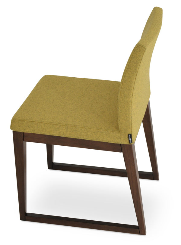 Soho Concept Aria Sled Wood Dining Chair - Durable Camira Blazer Wool, 10-year Guarantee, Elegant Design! Walnut  Soho-concept-dining-chair-00521