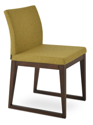 Soho Concept Aria Sled Wood Dining Chair - Durable Camira Blazer Wool, 10-year Guarantee, Elegant Design! Walnut  Soho-concept-dining-chair-00521