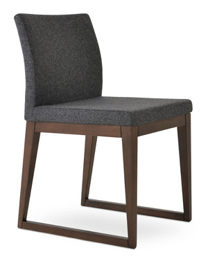 Soho Concept Aria Sled Wood Dining Chair - Durable Camira Blazer Wool, 10-year Guarantee, Elegant Design! Walnut,Dark Grey  Soho-concept-dining-chair-00522