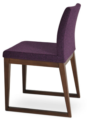 Soho Concept Aria Sled Wood Dining Chair - Durable Camira Blazer Wool, 10-year Guarantee, Elegant Design! Walnut  Soho-concept-dining-chair-00523