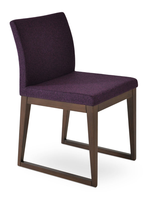 Soho Concept Aria Sled Wood Dining Chair - Durable Camira Blazer Wool, 10-year Guarantee, Elegant Design! Walnut  Soho-concept-dining-chair-00523