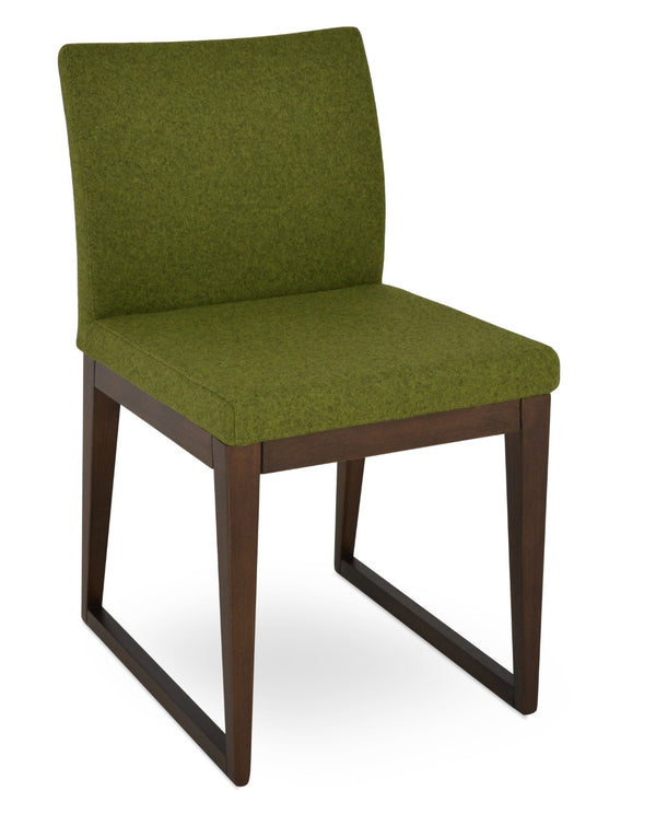 Soho Concept Aria Sled Wood Dining Chair - Elegant Walnut Finish, Camira Era Fabric, 10-year Guarantee, Durable Design Walnut,Green  Soho-concept-dining-chair-00524