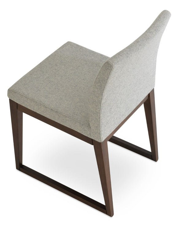 Soho Concept Aria Sled Wood Dining Chair - Durable Camira Blazer Wool, 10-year Guarantee, Elegant Design! Walnut,Silver  Soho-concept-dining-chair-00525
