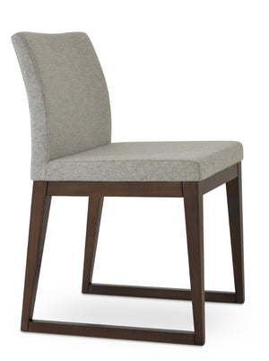 Soho Concept Aria Sled Wood Dining Chair - Durable Camira Blazer Wool, 10-year Guarantee, Elegant Design! Walnut,Silver  Soho-concept-dining-chair-00525