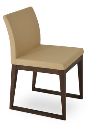 Soho Concept Aria Sled Wood Dining Chair - Elegant Beech Base, Soft Leatherette, 2-year Guarantee, 350 Lbs Capacity Walnut  Soho-concept-dining-chair-00526