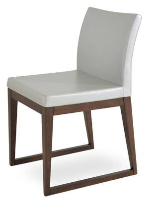 Soho Concept Aria Sled Wood Dining Chair - Stylish Solid Beech With Upholstered Comfort, 5-year Guarantee, Walnut Walnut,Silver  Soho-concept-dining-chair-00527