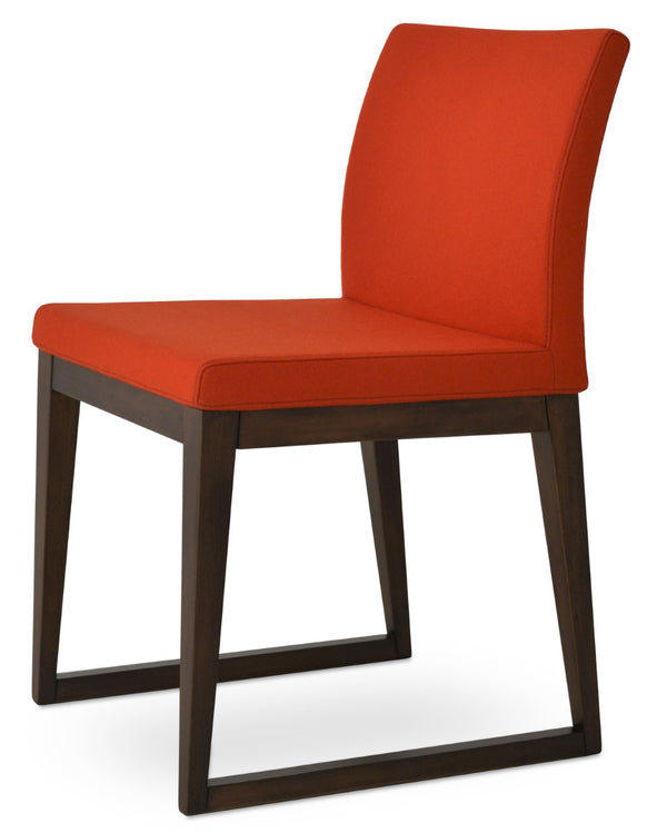 Soho Concept Aria Sled Wood Dining Chair - Durable Camira Blazer Wool, 10-year Guarantee, Elegant Design! Walnut,Orange  Soho-concept-dining-chair-00529
