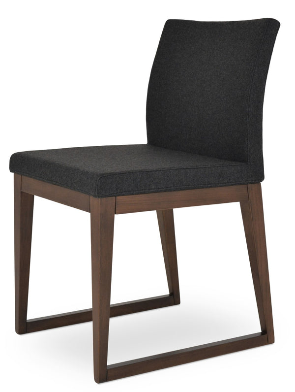 Soho Concept Aria Sled Wood Dining Chair - Durable Camira Blazer Wool, 10-year Guarantee, Elegant Design! Walnut  Soho-concept-dining-chair-00531