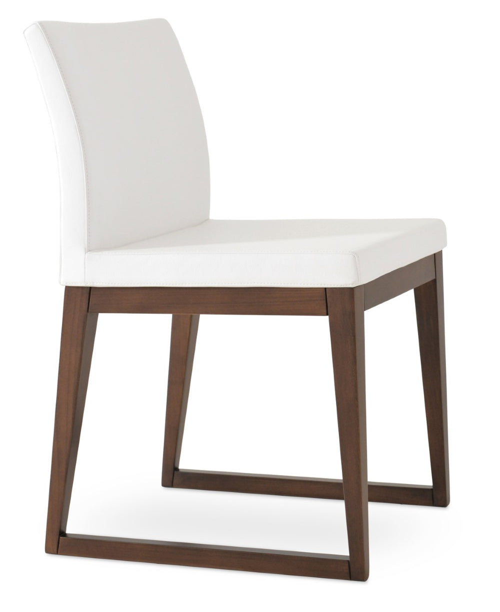Soho Concept Aria Sled Wood Dining Chair - Elegant Beech Base, Soft Leatherette, 2-year Guarantee, 350 Lbs Capacity Walnut,Black  Soho-concept-dining-chair-00532