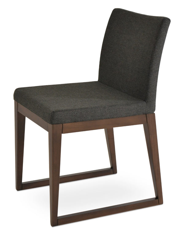 Soho Concept Aria Sled Wood Dining Chair - Luxurious Upholstery & Solid Beech Base - 10-year Guarantee, Stylish Design Walnut,Black  Soho-concept-dining-chair-00535