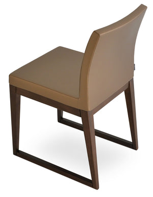 Soho Concept Aria Sled Wood Dining Chair - Elegant Beech Base, Soft Leatherette, 2-year Guarantee, 350 Lbs Capacity Walnut,Gold  Soho-concept-dining-chair-00539