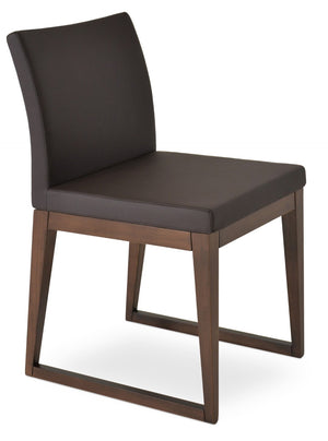 Soho Concept Aria Sled Wood Dining Chair - Elegant Beech Base, Soft Leatherette, 2-year Guarantee, 350 Lbs Capacity Walnut,Brown  Soho-concept-dining-chair-00537