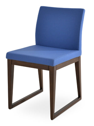 Soho Concept Aria Sled Wood Dining Chair - Premium Camira Yoredale Fabric, 10-year Guarantee, Elegant Walnut Finish Walnut  Soho-concept-dining-chair-00530