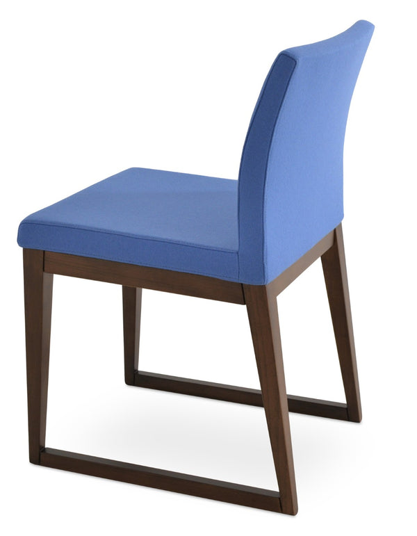 Soho Concept Aria Sled Wood Dining Chair - Premium Camira Yoredale Fabric, 10-year Guarantee, Elegant Walnut Finish Walnut  Soho-concept-dining-chair-00530
