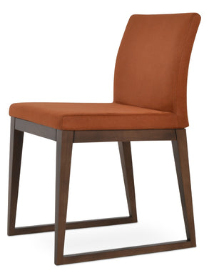 Soho Concept Aria Sled Wood Dining Chair - Luxurious Upholstery & Solid Beech Base - 10-year Guarantee, Stylish Design Walnut  Soho-concept-dining-chair-00544