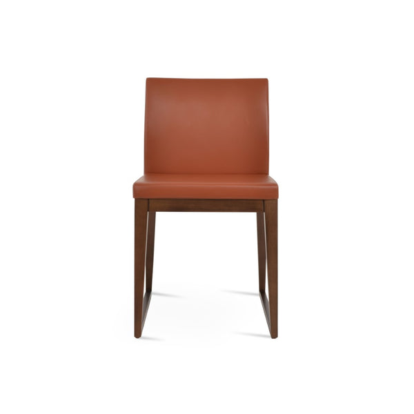 Soho Concept Aria Sled Wood Dining Chair - Elegant Beech Base, Soft Leatherette, 2-year Guarantee, 350 Lbs Capacity Walnut  Soho-concept-dining-chair-00515