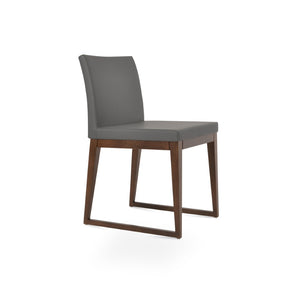 Soho Concept Aria Sled Wood Dining Chair - Luxurious Upholstery & Solid Beech Base - 10-year Guarantee, Stylish Design Walnut,Grey  Soho-concept-dining-chair-00517