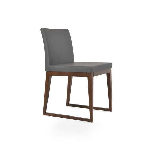 Soho Concept Aria Sled Wood Dining Chair - Luxurious Upholstery & Solid Beech Base - 10-year Guarantee, Stylish Design Walnut,Grey  Soho-concept-dining-chair-00517