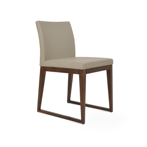 Soho Concept Aria Sled Wood Dining Chair - Luxurious Upholstery & Solid Beech Base - 10-year Guarantee, Stylish Design Walnut  Soho-concept-dining-chair-00512