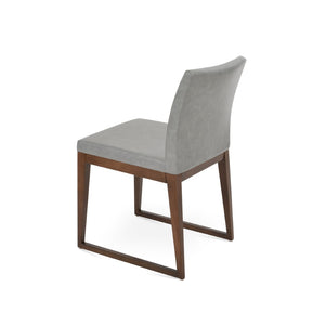 Soho Concept Aria Sled Wood Dining Chair - Elegant Beech Base, Soft Leatherette, 2-year Guarantee, 350 Lbs Capacity Walnut,Light Grey  Soho-concept-dining-chair-00518