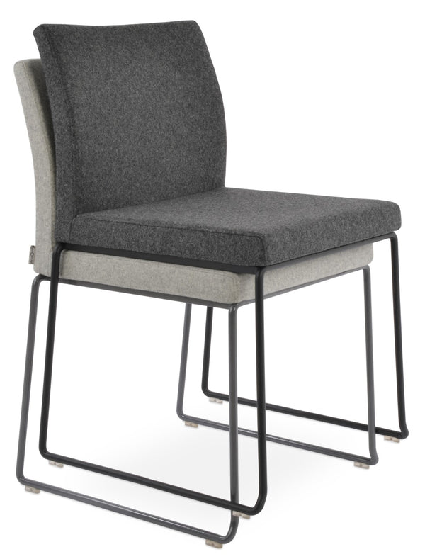 Soho Concept Aria Wire Stackable Chair - Elegant Wool Upholstered Design, 10-year Guarantee, Space-saving Style Dark Grey,Silver  Soho-concept-dining-chair-00582