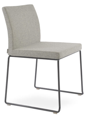 Soho Concept Aria Wire Stackable Chair - Elegant Wool Upholstered Design, 10-year Guarantee, Space-saving Style Grey,Silver  Soho-concept-dining-chair-00581