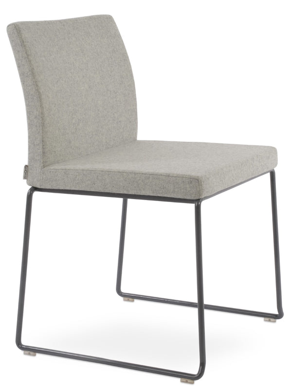 Soho Concept Aria Wire Stackable Chair - Elegant Wool Upholstered Design, 10-year Guarantee, Space-saving Style Grey,Silver  Soho-concept-dining-chair-00581