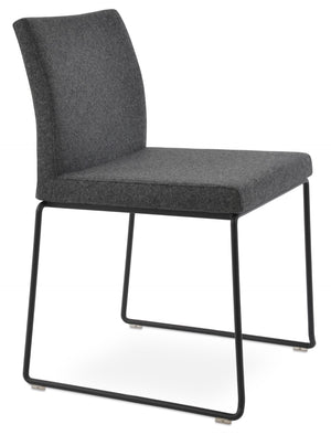 Soho Concept Aria Wire Stackable Chair - Elegant Wool Upholstered Design, 10-year Guarantee, Space-saving Style Black,Dark Grey  Soho-concept-dining-chair-00560