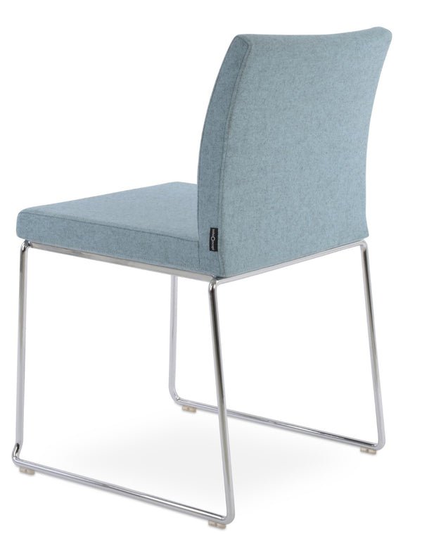 Soho Concept Aria Wire Stackable Chair - Elegant Wool Upholstered Design, 10-year Guarantee, Space-saving Style Chrome,Blue  Soho-concept-dining-chair-00568