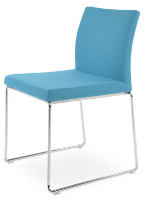 Soho Concept Aria Wire Stackable Chair - Elegant Wool Upholstered Design, 10-year Guarantee, Space-saving Style Chrome,Turquoise  Soho-concept-dining-chair-00569