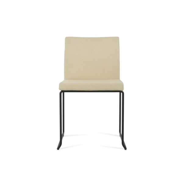 Soho Concept Aria Wire Stackable Chair - Elegant Upholstered Design In Camira Yoredale & Leather, 10-year Guarantee Black,Beige  Soho-concept-dining-chair-00571