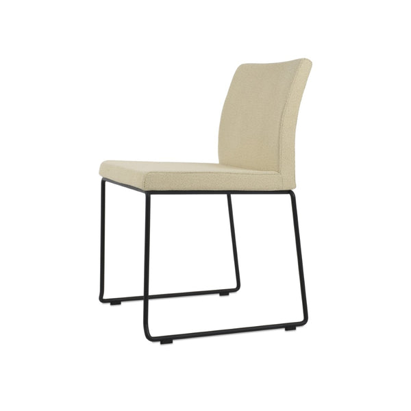 Soho Concept Aria Wire Stackable Chair - Elegant Upholstered Design In Camira Yoredale & Leather, 10-year Guarantee Black,Beige  Soho-concept-dining-chair-00571