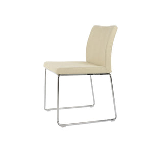 Soho Concept Aria Wire Stackable Chair - Elegant Upholstered Design In Camira Yoredale & Leather, 10-year Guarantee Chrome,Beige  Soho-concept-dining-chair-00573