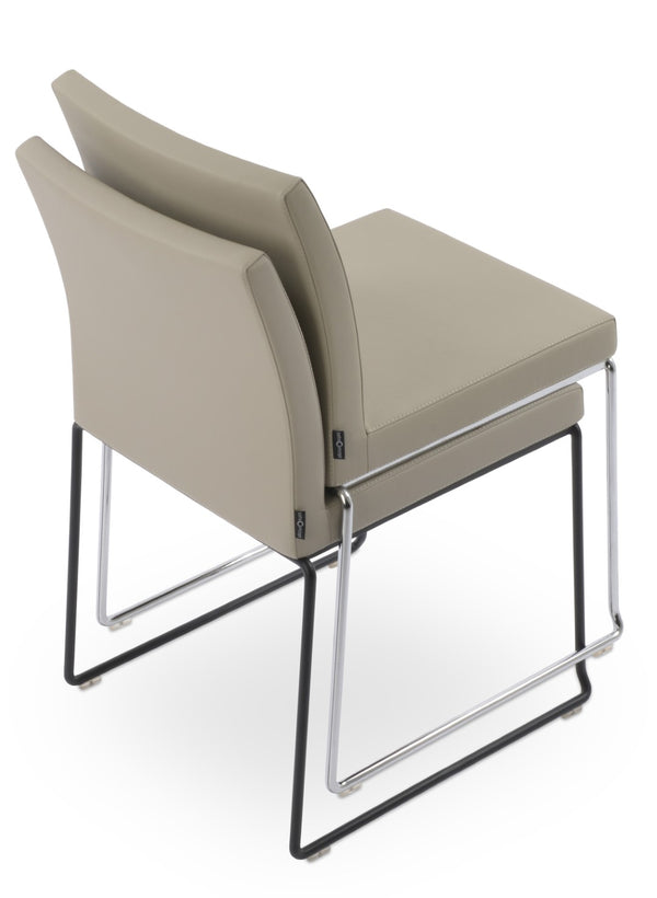 Soho Concept Aria Wire Stackable Dining Chair - Soft Leatherette, Solid Steel, Stylish & Practical, 2-year Guarantee Light Grey  Soho-concept-dining-chair-00591