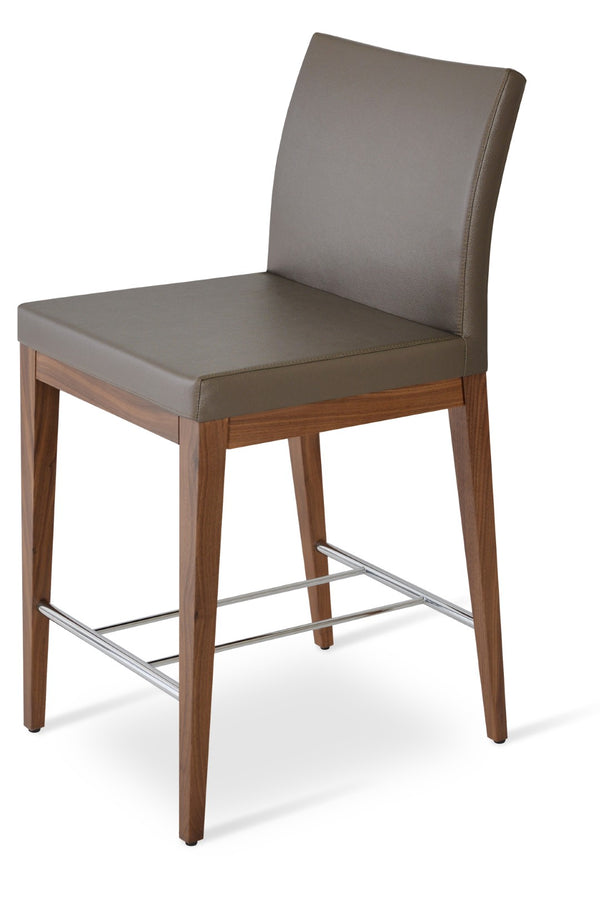 Soho Concept Aria Wood Stool Collection - Luxurious Upholstered Barstools With Solid Wood & Brass Footrests, 400 Lbs Walnut  Soho-concept-dining-chair-10414
