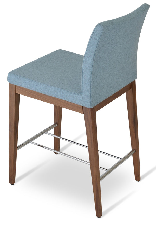 Soho Concept Aria Wood Barstools & Counterstools - Premium Fabrics, Solid Wood, 10-year Guarantee, Elegant Comfort Walnut,Blue  Soho-concept-dining-chair-10410