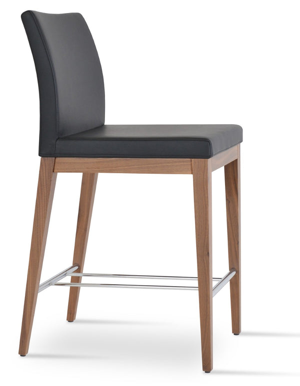 Soho Concept Aria Wood Barstools & Counterstools - Premium Leatherette, Solid Wood Finishes, 2-year Warranty! Walnut,Black  Soho-concept-dining-chair-10412