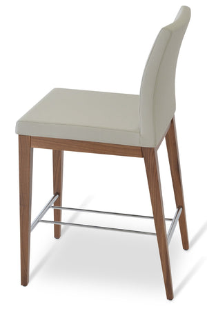 Soho Concept Aria Wood Stool Collection - Luxurious Upholstered Barstools With Solid Wood & Brass Footrests, 400 Lbs Walnut  Soho-concept-dining-chair-10413