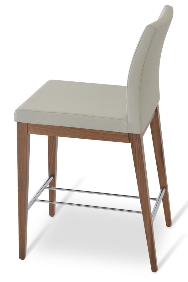 Soho Concept Aria Wood Stool Collection - Luxurious Upholstered Barstools With Solid Wood & Brass Footrests, 400 Lbs Walnut  Soho-concept-dining-chair-10413