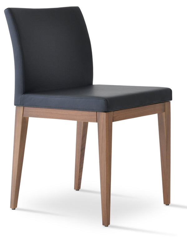 Soho Concept Aria Wood Dining Chair - Elegant Leatherette Upholstered Seat, 2-year Guarantee, Stylish & Durable Walnut,Black  Soho-concept-dining-chair-00676