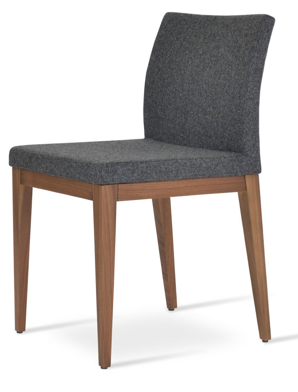 Soho Concept Aria Wood Dining Chair - Durable Camira Era Fabric, 10-year Guarantee, Stylish For Commercial Use Walnut,Dark Grey  Soho-concept-dining-chair-00677
