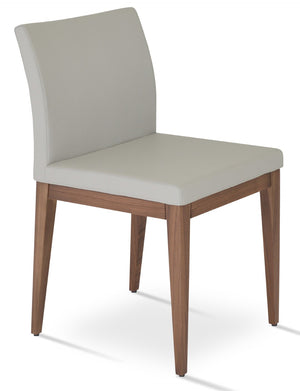 Soho Concept Aria Wood Dining Chair - Elegant Leatherette Upholstered Seat, 2-year Guarantee, Stylish & Durable Walnut,Light Grey  Soho-concept-dining-chair-00680