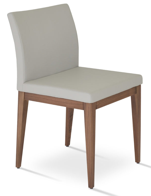 Soho Concept Aria Wood Dining Chair - Elegant Leatherette Upholstered Seat, 2-year Guarantee, Stylish & Durable Walnut,Light Grey  Soho-concept-dining-chair-00680